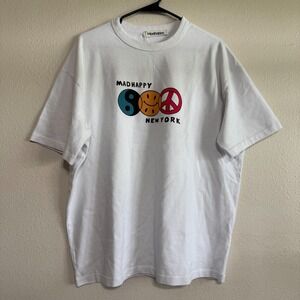 Madhappy T-Shirt Men's White 100% Cotton Pullover Crew Neck Short Sleeves NWT